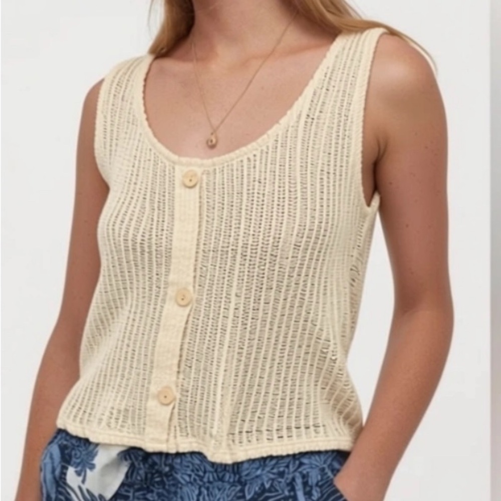 50%offw❤️ SADIE & SAGE Anthropologie cream crop light  tank sweater S/M 97